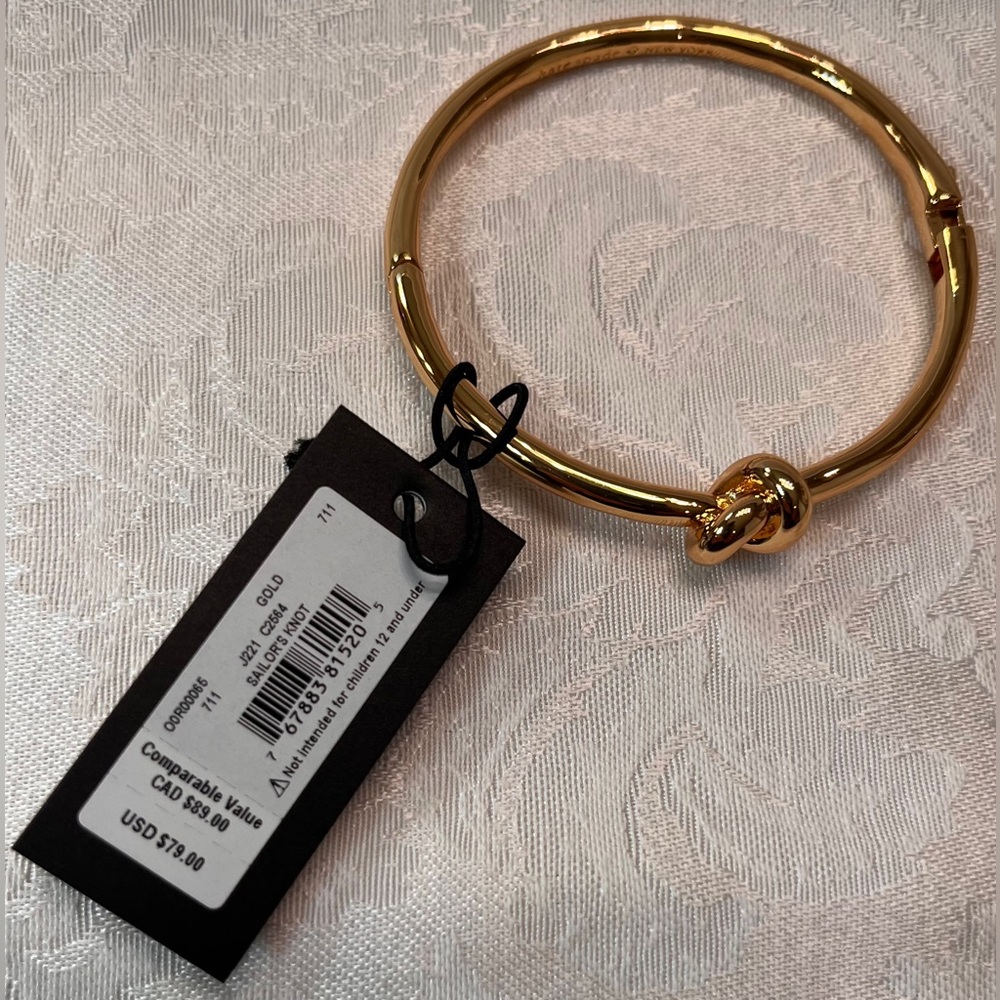 Kate Spade Sailor’s Knot Gold Bracelet hinged bangle bracelet NWT - Picture 7 of 9